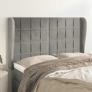 Čelo postele typu ušák světle šedé 147x23x118/128 cm samet 3118004
