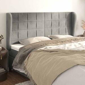 Čelo postele typu ušák světle šedé 183x23x118/128 cm samet 3118016