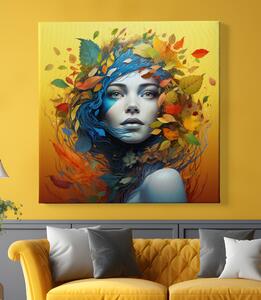 Obraz na plátně - Vodní žena v listoví FeelHappy.cz Velikost obrazu: 120 x 80 cm