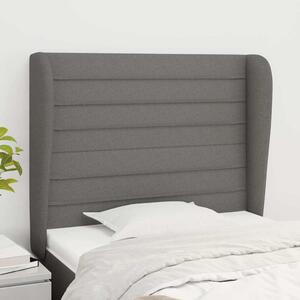 Čelo postele typu ušák tmavě šedé 93x23x118/128 cm textil 3118079