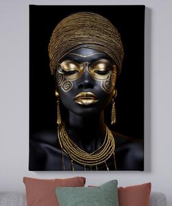 Obraz na plátně - Afričanka Amara se zlatým náhrdelníkem FeelHappy.cz Velikost obrazu: 100 x 150 cm