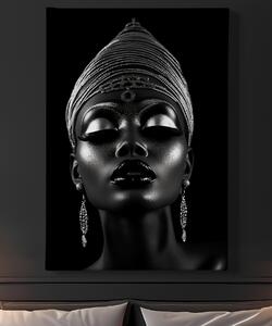 Obraz na plátně - Afričanka Siti se stříbrnými ozdobami FeelHappy.cz Velikost obrazu: 140 x 210 cm