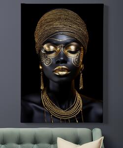 Obraz na plátně - Afričanka Amara se zlatým náhrdelníkem FeelHappy.cz Velikost obrazu: 80 x 120 cm