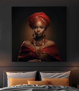 Obraz na plátně - Afričanka Zaynab v červených šatech FeelHappy.cz Velikost obrazu: 60 x 60 cm