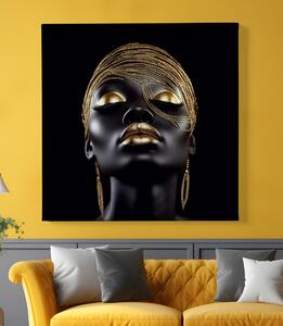 Obraz na plátně - Afričanka Eshe lesklé zlato FeelHappy.cz Velikost obrazu: 60 x 60 cm