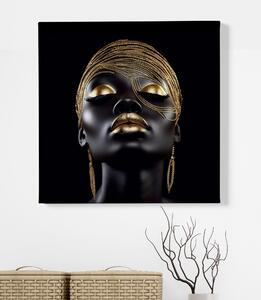 Obraz na plátně - Afričanka Eshe lesklé zlato FeelHappy.cz Velikost obrazu: 40 x 40 cm