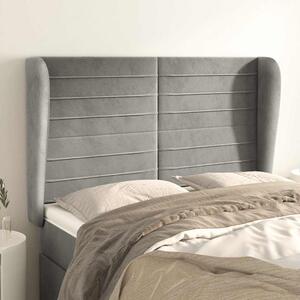 Čelo postele typu ušák světle šedé 147x23x118/128 cm samet 3118144