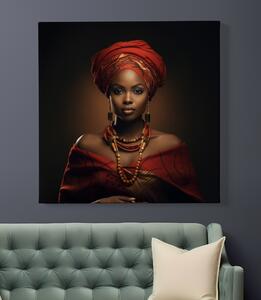 Obraz na plátně - Afričanka Zaynab v červených šatech FeelHappy.cz Velikost obrazu: 60 x 60 cm