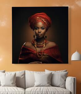Obraz na plátně - Afričanka Zaynab v červených šatech FeelHappy.cz Velikost obrazu: 40 x 40 cm