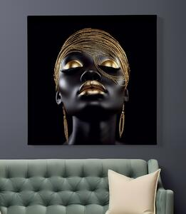 Obraz na plátně - Afričanka Eshe lesklé zlato FeelHappy.cz Velikost obrazu: 40 x 40 cm