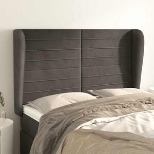 Čelo postele typu ušák tmavě šedé 147x23x118/128 cm samet 3118145