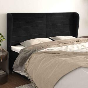 Čelo postele typu ušák černé 163x23x118/128 cm samet 3118152