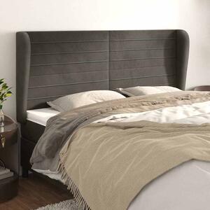 Čelo postele typu ušák tmavě šedé 163x23x118/128 cm samet 3118151