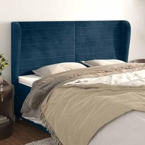 Čelo postele typu ušák tmavě modrá 203x23x118/128 cm samet 3118166