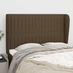 Čelo postele typu ušák tmavě hnědé 147x23x118/128 cm textil 3118195