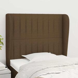 Čelo postele typu ušák tmavě hnědé 83 x 23 x 118/128 cm textil 3118171