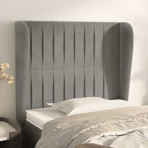 Čelo postele typu ušák světle šedé 93 x 23 x 118/128 cm samet 3118230