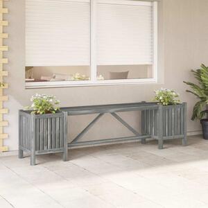 Zahradní lavice se 2 truhlíky 150 cm masivní akácie šedá 311823