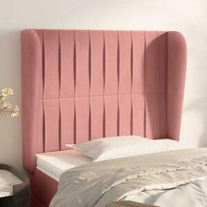 Čelo postele typu ušák růžové 83 x 23 x 118/128 cm samet 3118241