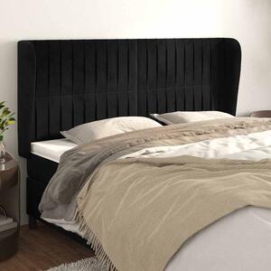 Čelo postele typu ušák černé 203x23x118/128 cm samet 3118262