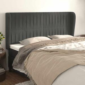 Čelo postele typu ušák tmavě šedé 163x23x118/128 cm samet 3118249