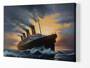 Obraz na plátně - Zaoceánský parník brázdí moře FeelHappy.cz Velikost obrazu: 90 x 60 cm