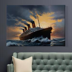 Obraz na plátně - Zaoceánský parník brázdí moře FeelHappy.cz Velikost obrazu: 40 x 30 cm