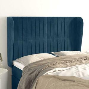 Čelo postele typu ušák tmavě modrá 147x23x118/128 cm samet 3118246