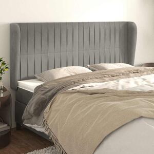 Čelo postele typu ušák světle šedé 183x23x118/128 cm samet 3118254