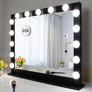 MMIRO, L615B, Hollywoodské make-up zrcadlo s osvětlením 70 x 55 cm | černá L615B