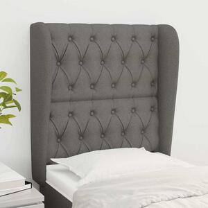 Čelo postele typu ušák tmavě šedé 83 x 23 x 118/128 cm textil 3118267