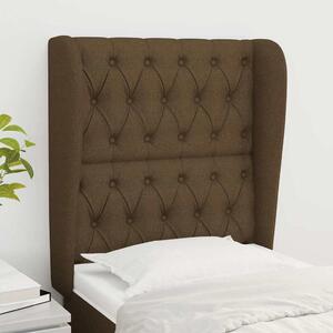 Čelo postele typu ušák tmavě hnědé 83 x 23 x 118/128 cm textil 3118269