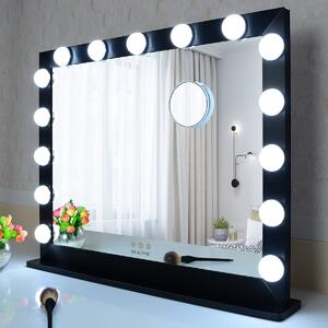 MMIRO, L615B, Hollywoodské make-up zrcadlo s osvětlením 70 x 55 cm | černá L615B