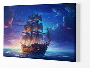 Obraz na plátně - Velká plachetnice pluje klidným oceánem FeelHappy.cz Velikost obrazu: 90 x 60 cm