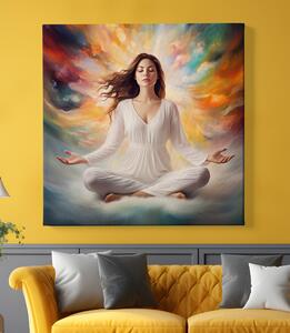 Obraz na plátně - Meditace, žena v bílých šatech FeelHappy.cz Velikost obrazu: 40 x 40 cm