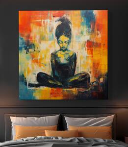 Obraz na plátně - Meditace, abstrakce, žena na barevném pozadí FeelHappy.cz Velikost obrazu: 60 x 60 cm