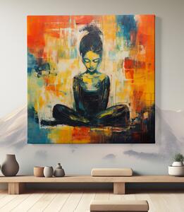 Obraz na plátně - Meditace, abstrakce, žena na barevném pozadí FeelHappy.cz Velikost obrazu: 40 x 40 cm