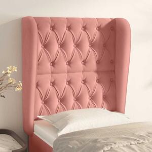 Čelo postele typu ušák růžové 83 x 23 x 118/128 cm samet 3118327