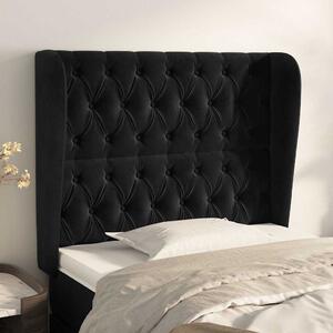 Čelo postele typu ušák černé 93x23x118/128 cm samet 3118330