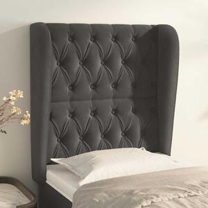 Čelo postele typu ušák tmavě šedé 83 x 23 x 118/128 cm samet 3118323