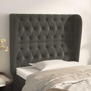 Čelo postele typu ušák tmavě šedé 93x23x118/128 cm samet 3118329