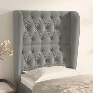 Čelo postele typu ušák světle šedé 83 x 23 x 118/128 cm samet 3118322