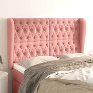 Čelo postele typu ušák růžová 163x23x118/128 cm samet 3118351