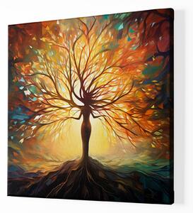 Obraz na plátně - Vedrana propojená vlasy se stromem života FeelHappy.cz Velikost obrazu: 60 x 60 cm