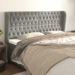 Čelo postele typu ušák světle šedé 183x23x118/128 cm samet 3118352