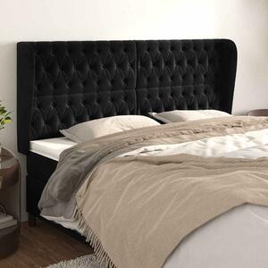 Čelo postele typu ušák černé 183x23x118/128 cm samet 3118354