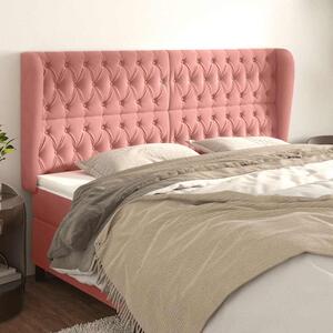 Čelo postele typu ušák růžová 183x23x118/128 cm samet 3118357
