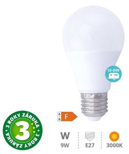 Prémiová LED žárovka E27 9W 924lm 12V-24V AC/DC, teplá, ekvivalent 67W, 3 roky