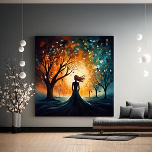 Obraz na plátně - Sefira prochází stromovou alej FeelHappy.cz Velikost obrazu: 40 x 40 cm