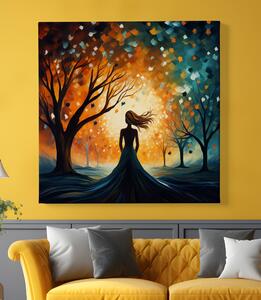 Obraz na plátně - Sefira prochází stromovou alej FeelHappy.cz Velikost obrazu: 40 x 40 cm